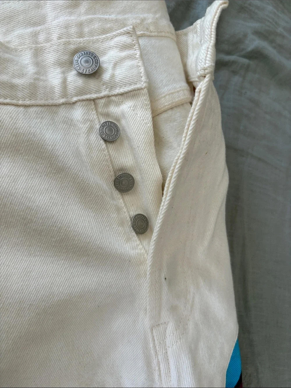 Levi's White Jeans with Multicolor Art Panels